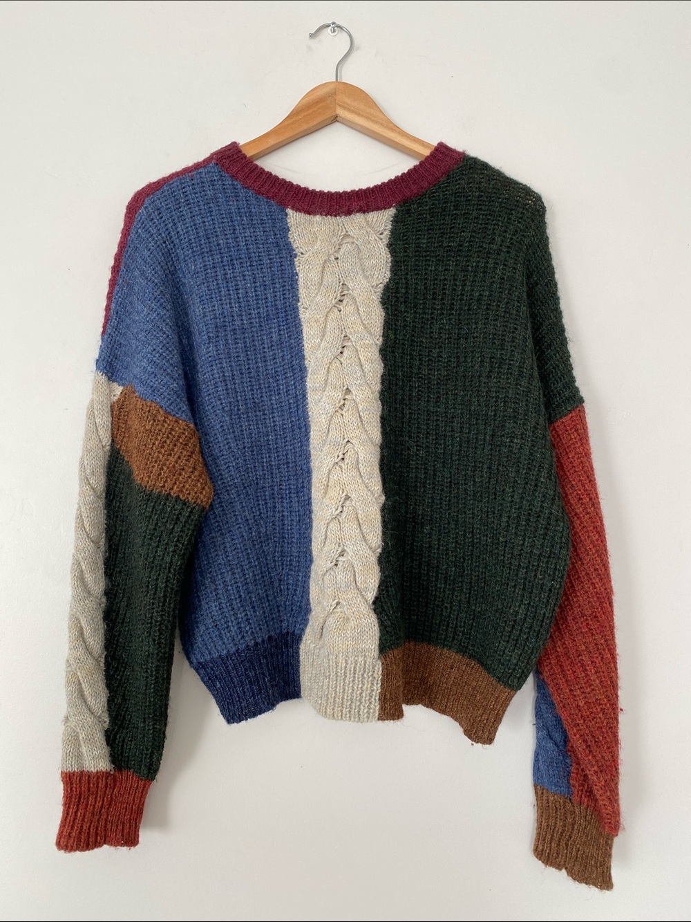 Isabel Marant Étoile Gao Color-Block Alpaca Wool Linen Cable Sweater Sz 38/ 8-10 - Picture 3 of 12